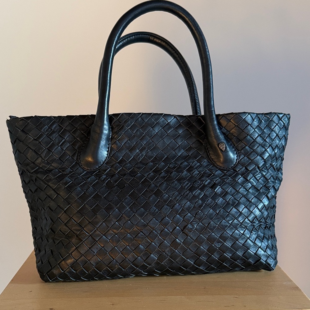 Helen Kaminski Black Leather Woven Tote